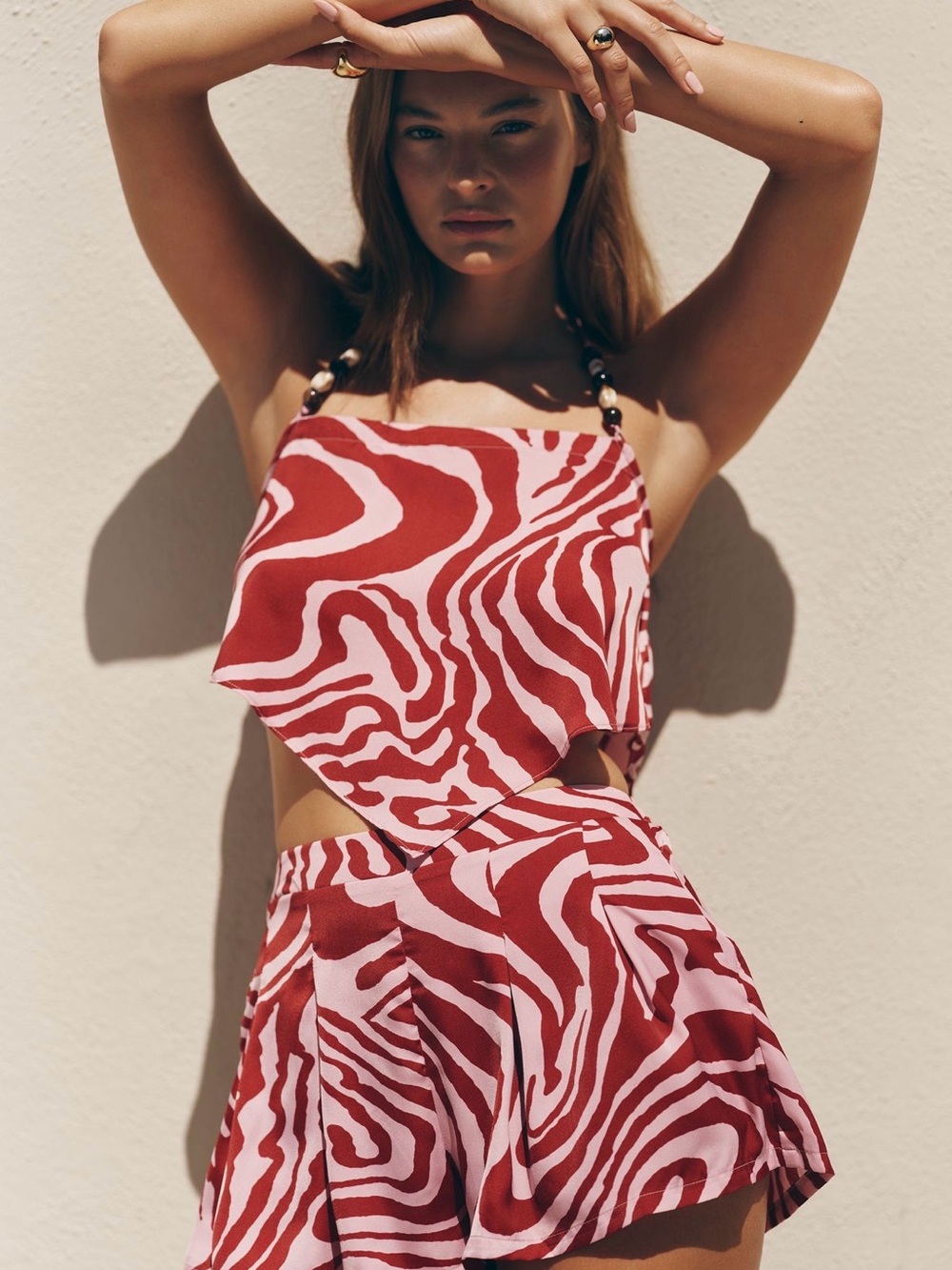 Red & Pink Zebra Print Shorts